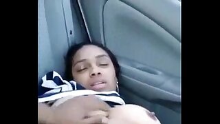 Horn-mad Indian Masturbating In Car Around Her Boyfriend